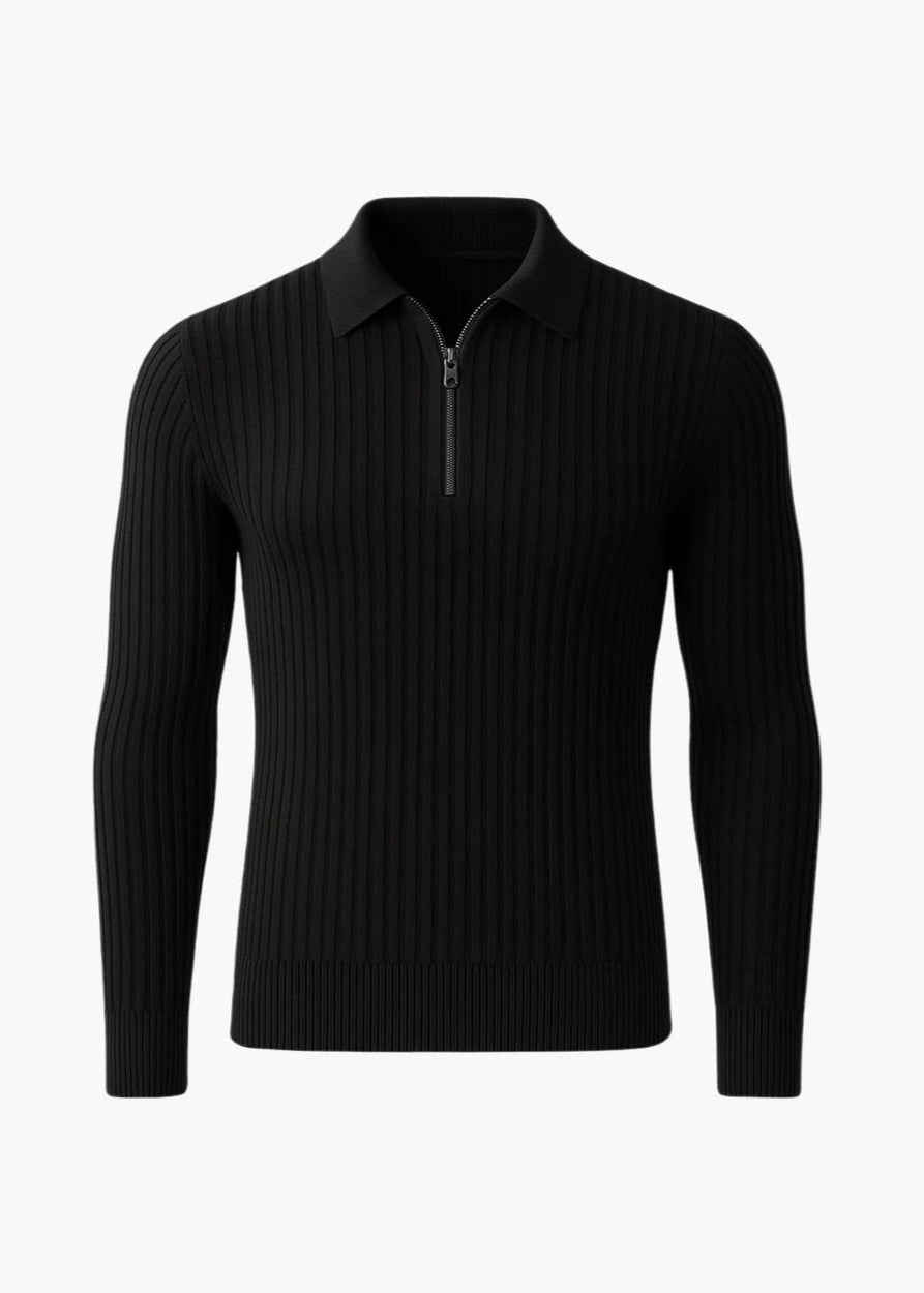 Merino-Pullover mit Viertelreißverschluss